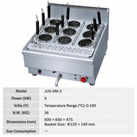 JUSTA Tisch-Elektro-Nudelkocher mit 9 Körben, Edelstahl, kommerzieller Pasta-Kocher, 5000-10000W, 1 Jahr Garantie, für Restaurants