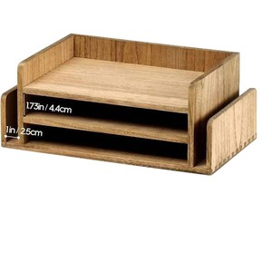 Wooden Desktop <b>File</b> Organizer 2 Tier <b>Storage</b> Rack For Books And Magazines Office Desk Organizer With Monitor Lift - Product Image 1