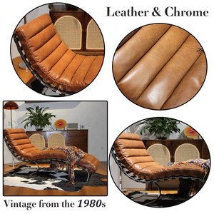 Chaise longue vintage en acier inoxydable, design Oviedo, style <span class=keywords><strong>Le</strong></span> <span class=keywords><strong>Corbusier</strong></span>, en cuir véritable - Product Image 3