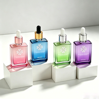 Flacon compte-gouttes carré rose mat de luxe en verre, 15 ml, 30 ml, avec pipette pour huiles de soin de la peau, vente en gros