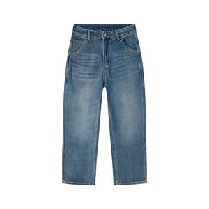 جينز رجالي عالي الجودة بتصميم مغسول ونمط ريترو، جينز فضفاض مستقيم وواسع الساق، أنيق وعصري بخصر متوسط - Product Image 5