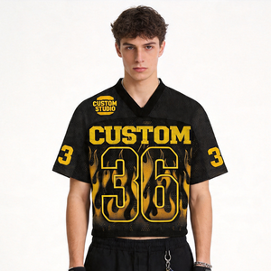 Camiseta de Fútbol con Estampado Gráfico Retro, Impresión Digital Personalizada, Transpirable, de Manga Corta, Estilo Urbano Holgado para Moda Urbana - Product Image 4