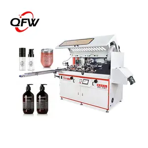QFW Completo Automático Circular Curvo Superfície Cosméticos Necessidades Diárias Impressora De Tela De Seda Máquina De Impressão De Movimentação Mecânica
