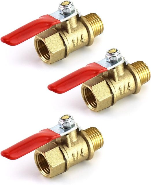 Brass Red Lever Handle Ball Valve 1/4" 3/8" 1/2" BSP Male Thread Connector Pipe Fitting Coupler Adapter