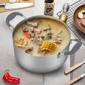 Utensilios de cocina de lujo de gama alta Olla de sopa de acero inoxidable compuesto de tres capas Olla de sopa multifunción de 24 cm