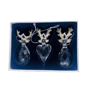 Pendente Ornamentale in Cristallo Trasparente a Forma di Corno di Alce e Angelo per Albero di Natale - Product Image 1