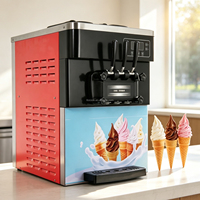 Máquina Industrial Portátil para Helado Suave, Máquina Automática para Hacer Helado Suave, Máquina para Conos de Helado con 2+1 Sabores Mixtos