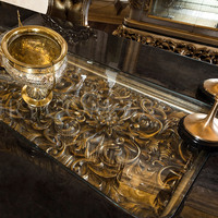 Table à manger classique rétro de style européen en bois massif sculpté à la main, luxueuse et longue, pour hôtel