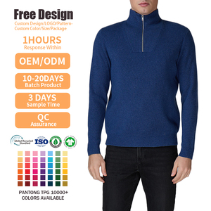 Pull en maille à col montant pour homme, en laine mérinos, à manches longues, idéal pour l'hiver, vente en gros - Product Image 2
