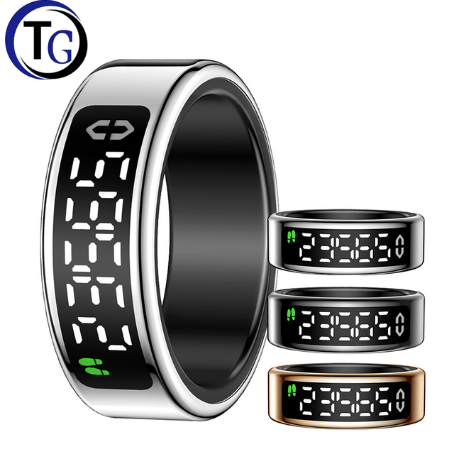 SY01 Smart Ring with Display Touch Screen Charging Stand Page Turning Photo Heart Rate & Blood Oxygen Monitor Sleep Tracking