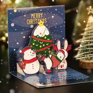 1pcs 3D Pop up Christmas Greeting Cards with Envelope Friend Family Blessing Postcard Birthday New Year Christmas Decoration - Product Image 5