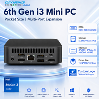 Mini PC Intel Core i3-6100U, HD Graphics 520, Slot SSD Dual M.2 NGFF DDR3 16/32GB Opsional, Casing Plastik Hitam, Antarmuka Lengkap