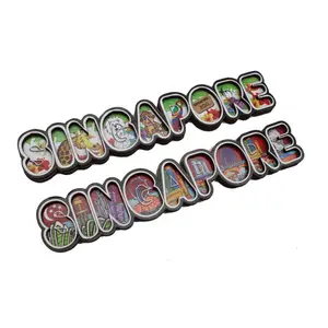 Factory Price Wood Laser cut Epoxy Fridge Magnet For Singapore Tourism Souvenir