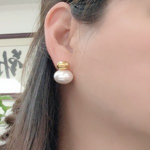 Zogxin Pearl <b>Stud</b> Earrings 18K Gold And Steel Color <b>Titanium</b> Steel For Everyday Wear - Product Image 4