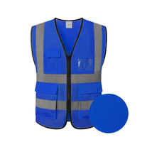 Chaleco de Seguridad Reflectante Azul con Cremallera, Transpirable, de Malla, Alta Visibilidad, para Construcción, Disponible en Stock