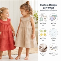 Robe Salopette 100% Coton pour Petites Filles, Modèle Été Polyvalent, Jupe Trapèze Imprimée, Princesse, Sans Manches, Douce pour la Peau, Vente en Gros