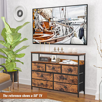 Vekin Home Furniture Commode de salon Meuble TV Console Canapé Table avec 7 tiroirs et étagères ouvertes à 2 niveaux