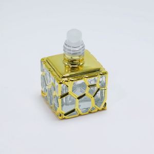 Wholesale Empty 10ml UV Coated Luxury Attar Square Roll on Glass Perfume Essential <b>Oil</b> <b>Bottles</b> Arab Dubai Style - Product Image 3