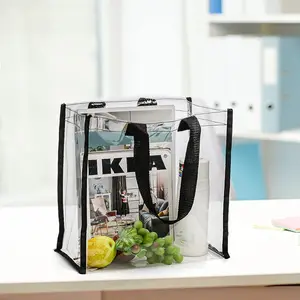 Plastic Clear Tote Bags Approved Vinyl Bag with Handles for Women Sports Work Travel School
