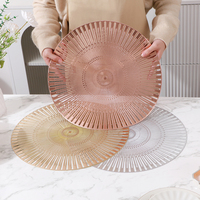 Napperon rond en PVC de haute qualité, estampé à chaud avec feuille d'or, ajouré, imperméable et résistant à la chaleur, best-seller