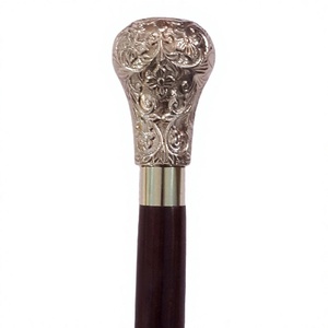 Bastón de Trekking Plegable de Primera Calidad con Mango Dorado de Latón y Punta de Goma, Material de Madera - Product Image 1
