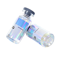 Échantillon d'étiquette holographique personnalisée bicolore pour flacon, étiquette holographique irisée pour le cou de flacon cosmétique de laboratoire, pour flacon en verre de 10 ml