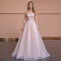 Robe de soirée rose poudré à sequins, style robe de bal, bretelles spaghetti, corset, nœud en satin surdimensionné, tulle, pour soirée, fournisseur personnalisé, vente en gros