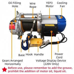 Motor Hoist Aluminium, Pengangkat Listrik dengan Cangkang Luar dari Paduan Aluminium, Ringan, Tali Kawat, Portabel, untuk Konstruksi - Product Image 5