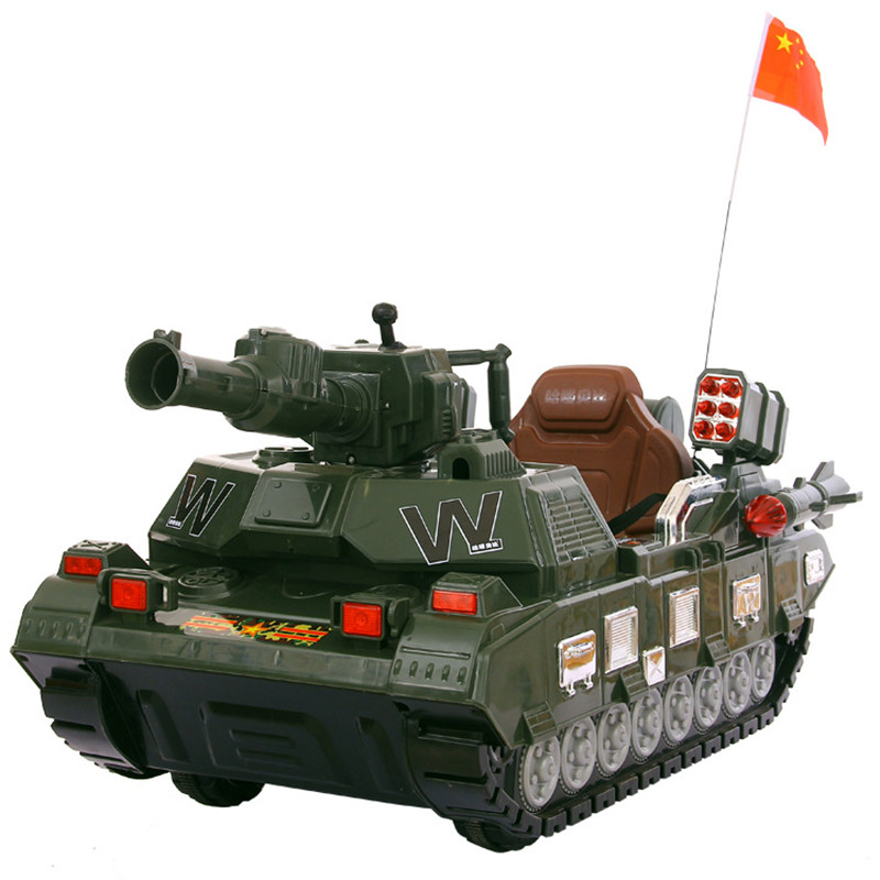 Cool popular children's double drive oversized simulation tank electric sitting person firing artillery ball off-road toy car