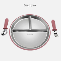 Assiettes pour enfants en acier inoxydable avec 4 ventouses amovibles en silicone de qualité alimentaire, assiettes divisées antidérapantes, écologiques pour les repas des bébés