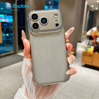 Coque de téléphone iExplore Big Window Instant pour iPhone 17, 17 Pro Max, 16 Pro Max, en TPU souple translucide mat, givré 2mm, antichoc