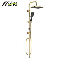 Ensemble de douche pour salle de bain d'hôtel, ensemble de douche à long col avec mitigeur thermostatique haute pression et pomme de douche dorée rose