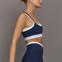 Soutien-gorge de sport pour femme, personnalisé OEM, col en U, bretelles doubles réglables contrastantes, dos croisé, pour yoga, pilates, entraînement quotidien et fitness