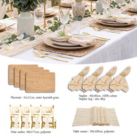 Ensemble de décoration de table de mariage moderne et professionnel, serviettes en toile de coton kaki, chemin de table élégant, décoration rustique bohème pour réception