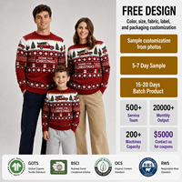 Pull de Noël moche en tricot pour toute la famille, motif voiture vintage, sapin et flocon de neige, couleur bordeaux, assorti parent-enfant, pour les fêtes, fabricant