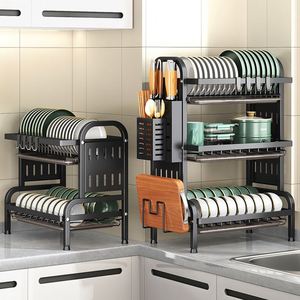 Multifunctional Metal <b>Kitchen</b> <b>Storage</b> Rack Household Bowl Plate Chopsticks <b>Storage</b> Box Wall Drain Bowl Rack Dish Bowl Cabinet - Product Image 2
