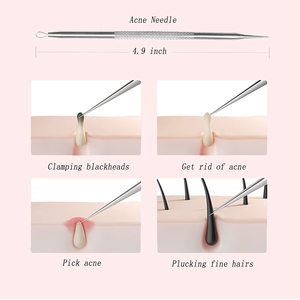 ชุดอุปกรณ์กำจัดสิวเสี้ยน 5 ชิ้น ทำจากสแตนเลส สำหรับดูแล<span class=keywords><strong>สิว</strong></span>และทำความสะอาดผิวหน้า - Product Image 4