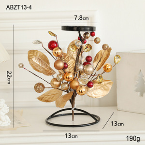 Support de bougie en fer LANJO en forme de sapin de Noël avec ornements de fruits et de feuilles, décoration élégante pour la table - Product Image 6
