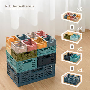 Vente chaude Organiseur de bureau personnalisé Panier de rangement empilable pliable en plastique Caisses pliables - Product Image 1
