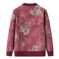 Cardigans d'hiver extra-épais doublés polaire pour femmes seniors, mères et grand-mères, motif floral d'automne