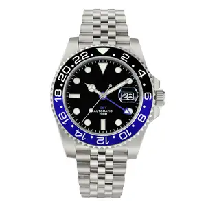 OEM luminoso subacqueo orologio impermeabile pulito fabbrica ETA3285 movimento automatico 904L acciaio zaffiro GMT orologio