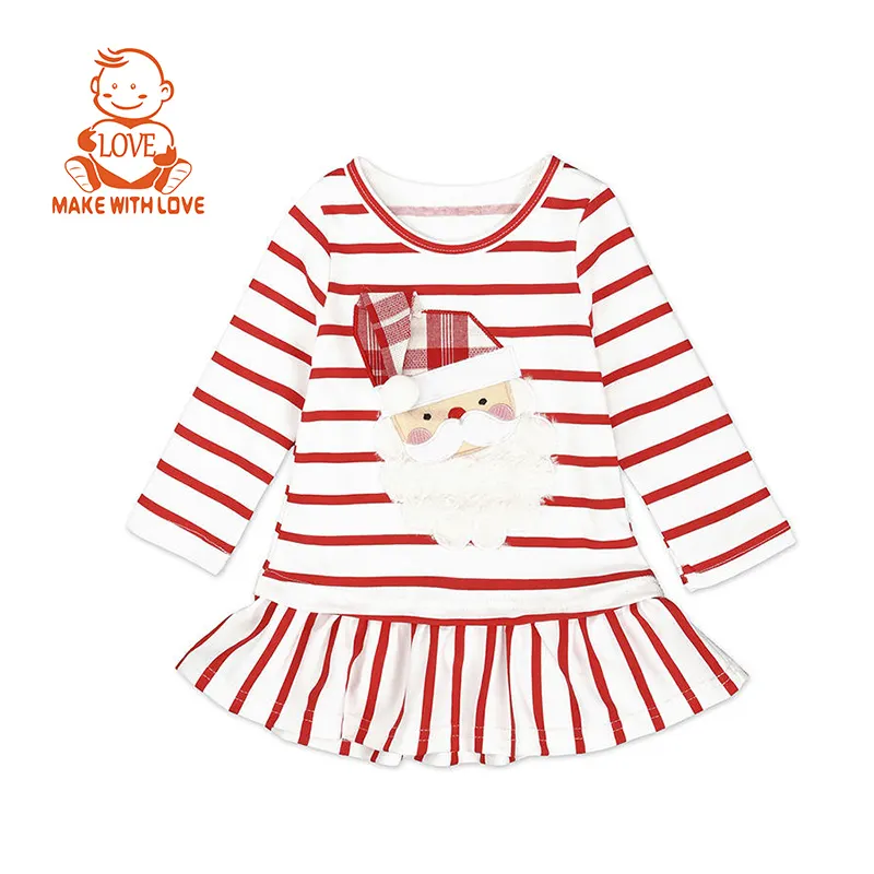 BEIBEIHAPPY 2023 natale semplice Design Casual a righe per bambini vestiti a maniche lunghe in cotone