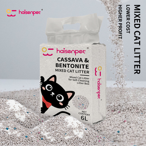 Litière BSCI en mélange de Cassave et Bentonite, agglomération rapide, jetable aux toilettes, faible poussière, contrôle des odeurs urinaires, sable multi-granulométrie - Product Image 1