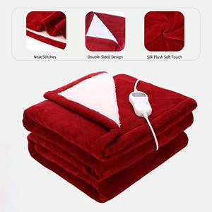 Manta Eléctrica Ultra-Cómoda para el Hogar y la Oficina, Felpa Sherpa, Franela, Calor Uniforme, Temporizador de 1-10 Horas, Certificación CE/ETL, Lavable <span class=keywords><strong>a</strong></span> Máquina - Product Image 1