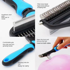 Brosse de toilettage pour animaux de compagnie, outil de toilettage en acier inoxydable, peigne démêlant pour poils emmêlés et noués, pour chats et chiens - Product Image 2