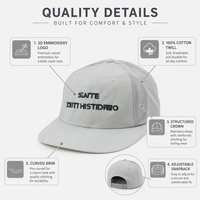 Gorra de Béisbol Personalizada con Letras Bordadas Vintage, Estilo Oxford Twill, Visera Plana, Color Gris Claro, 6 Paneles, Deportiva, Streetwear, Unisex