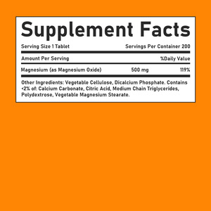 Comprimés de magnésium en marque blanche – 500 mg de magnésium pour la santé des os et des muscles – Complément de magnésium en comprimés - Product Image 2