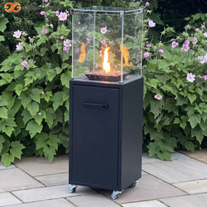 Grande cheminée de table autoportante, intérieure et extérieure, en métal, sans fumée, foyer en verre trempé pour jardin, patio, bois de chauffage - Product Image 1