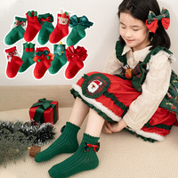 Chaussettes de Noël et du Nouvel An pour enfants, chaussettes rouges pour filles, chaussettes de princesse pour petites filles, en coton peigné, automne/hiver
