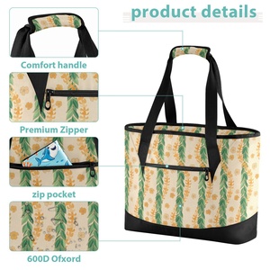 Bolsa Térmica Grande con Cierre de Cremallera Hawaii Maile, Bolsa Reutilizable para Entrega de Alimentos, Bolsa Térmica para Compras con Diseño de Flor Puakenikeni - Product Image 5